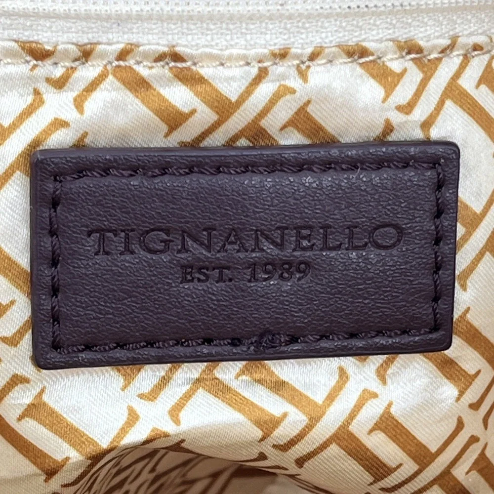 Tignanello‎ Brown Leather Tote Crossbody Medium Satchel & Keyring Detach Strap